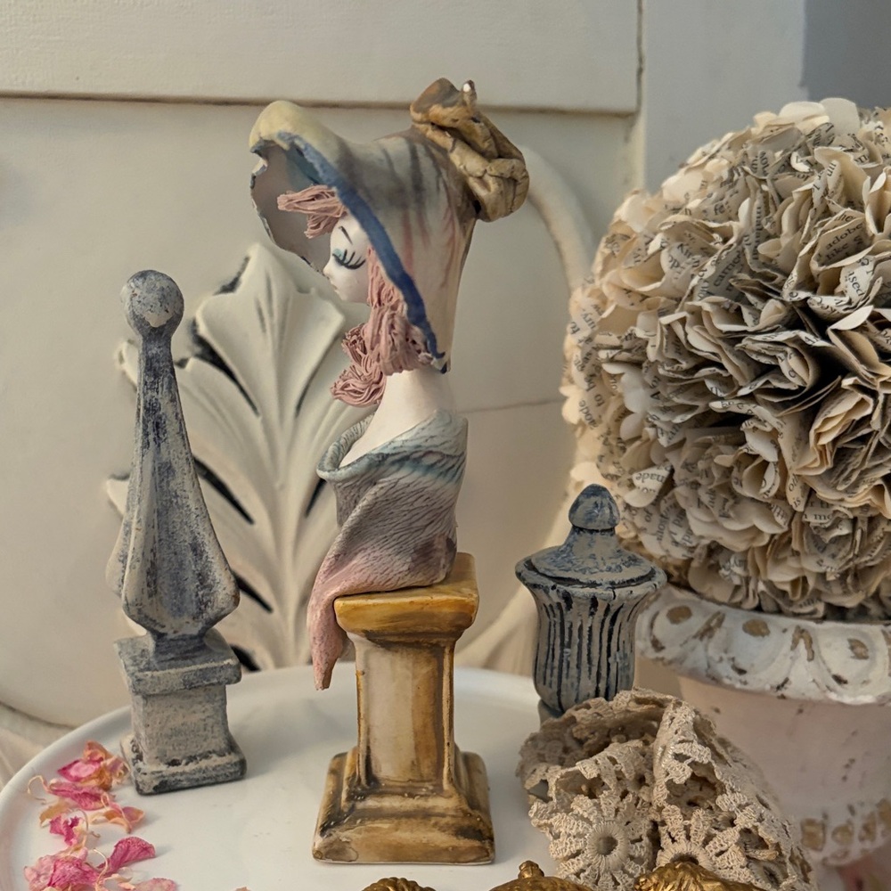 Zampiva Spaghetti Art  Pink and Blue Ceramic Lady Bust Sculpture Italy - Picture 4 of 9